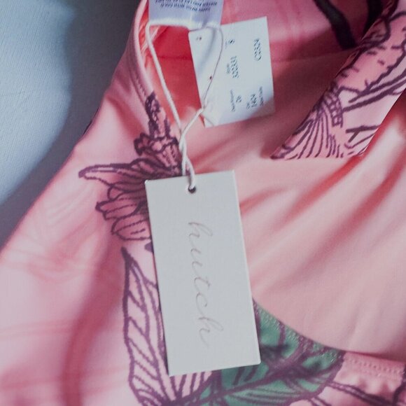 Hutch Floral Salmon Pink Ruffle Detail One Piece Swimsuit S - Picture 6 of 8